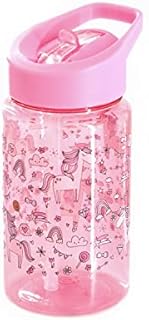 D.A.Y. Republic Kids Water Bottle with Flip Straw | BPA Free | flip nozzle | Childs Water Bottle | 400ml | Ideal for School and Nursery, Girls and Boys Sports Bottles (Unicorns Bottle)