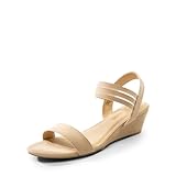 DREAM PAIRS Sandalias de cuña para mujer, tacón bajo, correa de tobillo, zapatos de vestir casuales para mujer, Piel, 38.5 EU