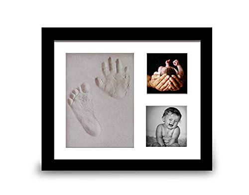 Image of Mold Your Memories Baby Clay Handprint & Footprint Photo Frame (PINK) for Newborn Girls and Boys - Safe and Non-toxic Clay | Elegant Solid Wood | Perfect for New Baby Boy /Girl Baby Shower Gift (Dark Blue, Space)
