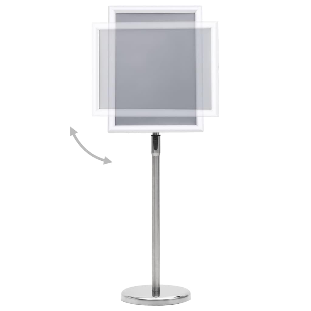 Plakatständer A3 höhenverstellbar mit Klapprahmen, Infoständer aus Aluminium für Restaurant, Büro und Messe, silberner Kundenstopper für Werbeplakate