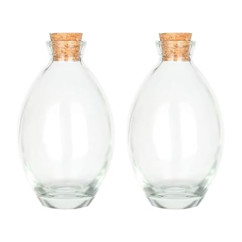 Magic Season Decorative Glass Bottles with Cork Stoppers (6 fl oz. Oblate Bottles Bottles/Set of 2) Cover