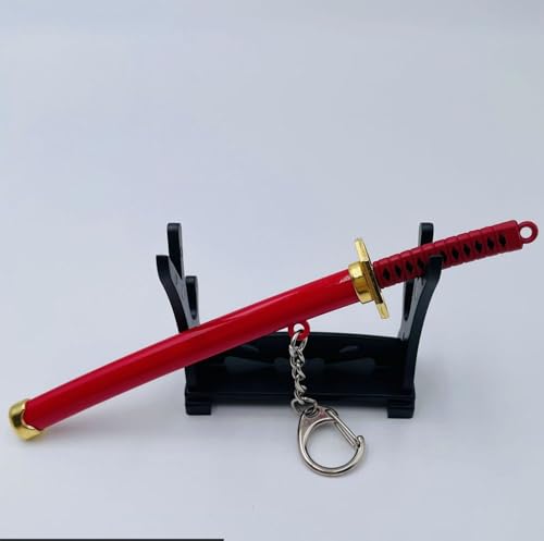 ixampoun 8ps (4 Swords + 4PS Scabbard) Suitable for One Piece Keychain Mini Katana Key Chain Anime Accessories Gifts for Men Boys Kids Movable Doll Art Sword(Chroma2)