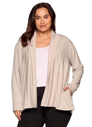 Image of RBX Active Women's Cardigan with Pockets, Lightweight French Terry Open Cardigan Sweater for Yoga, Everyday, with Plus Sizes