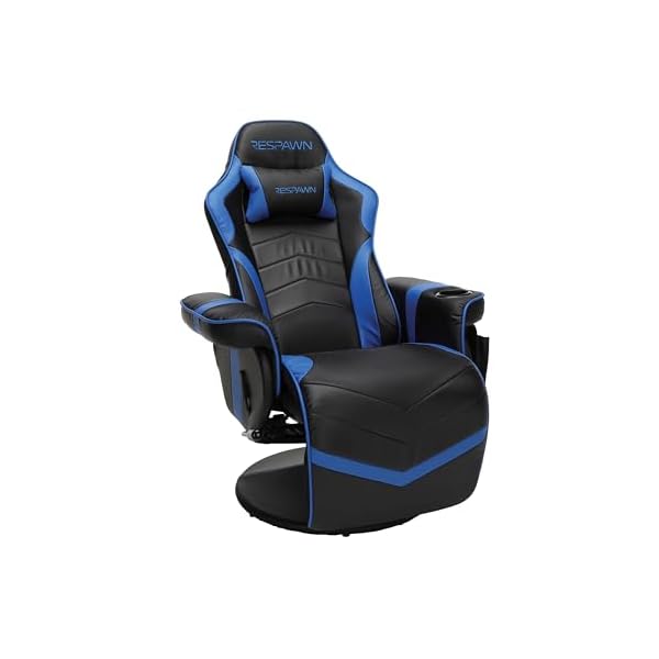 RESPAWN 900 Gaming Recliner – Video Games Console Recliner Chair, Computer Recliner, Adjustable Leg Rest and Recline, Recliner with Cupholder, Reclining Gaming Chair with Footrest – Blue