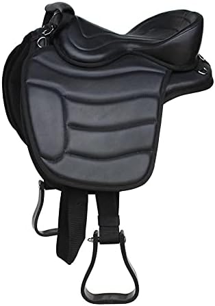 Synthetic Treeless Bareback Softy Long Flap Western Endurance Saddle with Free Stirrups, Size: 10"-18" Seat Available, AZF01
