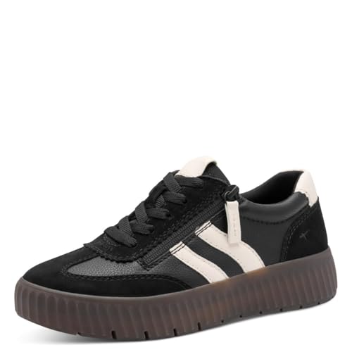 Tamaris Comfort Damen Sneaker flach mit Reißverschluss Freizeit, Schwarz (Black Comb), 40 EU