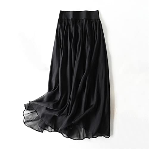 Jupe longue en soie de mûrier chic noire et blanche taille 44