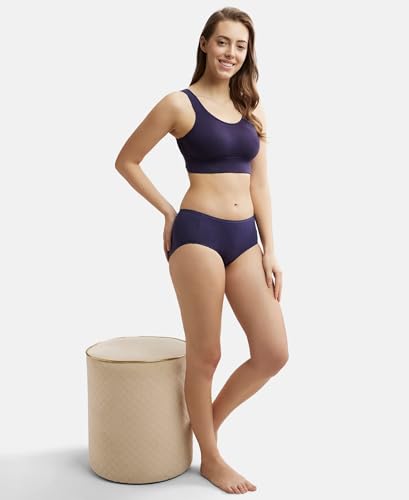Image of Jockey JW12 Women Wirefree Padded Tencel Lyocell Elastane Stretch Full Coverage Lounge Bra with Stay Fresh Properties and Removable Pads