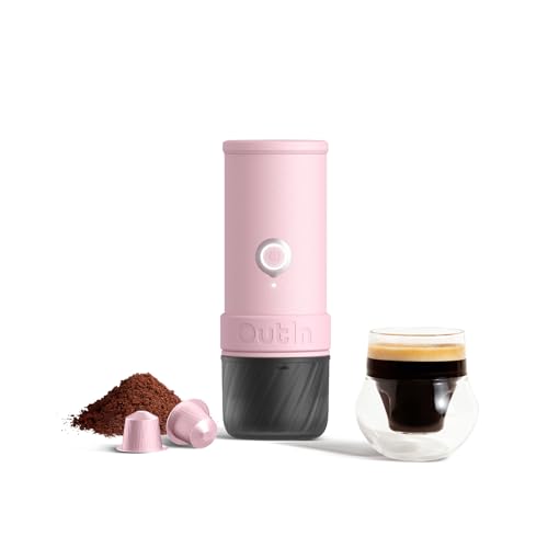 OutIn Mino Cafetera eléctrica portátil, minicafetera de camping para viajes, cafetera de bolsillo con autocalentamiento y USB-C, ideal para cualquier aventura