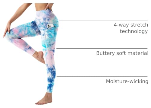 Image of YUDSUD High Waisted Leggings for Women with Pockets - Tummy Control Capris Yoga Pants for Workout Running Athletic Cycling
