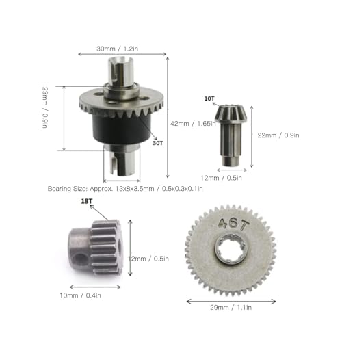 VBESTLIFE RC Auto Motor Gear Kit Differenziale Gruppo di Trasmissione per SCY 16101 16102 16103 16201pro 1/16 RC Auto