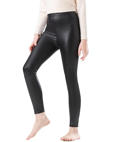 Girls Faux Leather Pants Stretch Leggings Tights Kids Pants