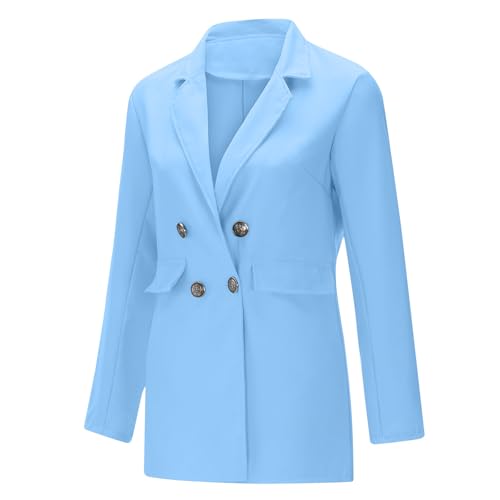 Blazers for Women Business Casual Plus Size Long Sleeve Double Breasted Suits Jackets Lightweight Office Work Blazer4