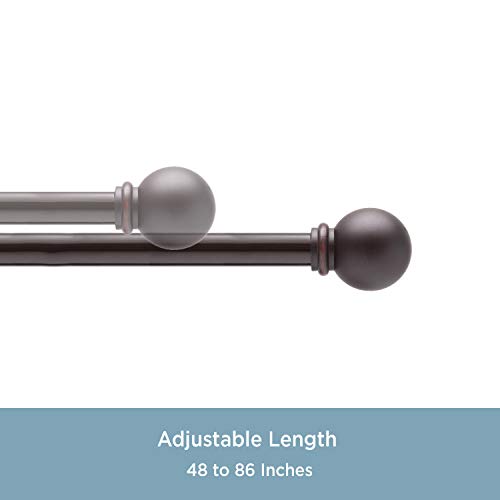 Kenney Chelsea 5/8" Standard Decorative Window Curtain Rod, 48-86", Weathered Brown #TOP1