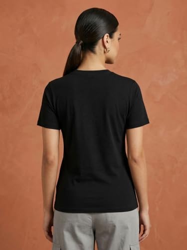 Image of Nobero Women's Graphic Printed T-Shirt | Regular Fit 180 GSM Cotton Tee for Women | Comfortable Round Neck Casual Wear