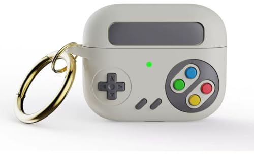 Capa Protetora para AirPods Pro 2ª Geração, Design Retrô de Controle de Videogame, com Argola (Cinza)