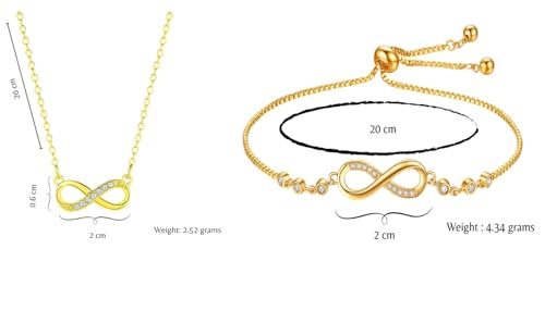Image of Nilu's Collection Infinity Shape Cubic Zirconia Diamond Bracelet for Women Jewelry for Gift, Adjustable Charm Bracelet