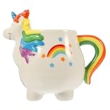 GRIRIW Keramik Einhorn Becher 450ml mit Griff Cartoon Kaffeetasse für Büro und Zuhause...