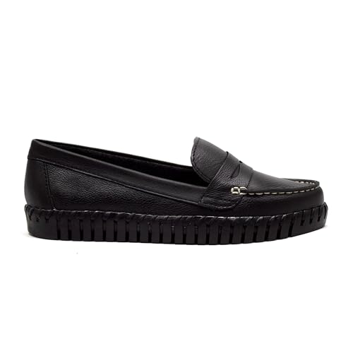 Sapato Mocassim de Couro Feminino Bottero Flexível Moda 354122 (Preto, BR, Adulto, Numérico, 39)