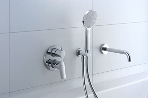 Duravit Universal Duschkopf, Duschbrause mit 3 Strahlarten (Rain, Intense , Soft ), Handbrause rund (Ø 110 mm), Brausekopf mit wassersparender MinusFlow-Funktion, reinigungsfreundlich, Chrom