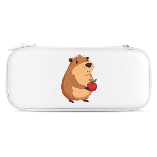 Cute Capybara Compatible with Switch Carrying Case Hard Travel Game Bag Pouch with 15 Games Accessories White-style