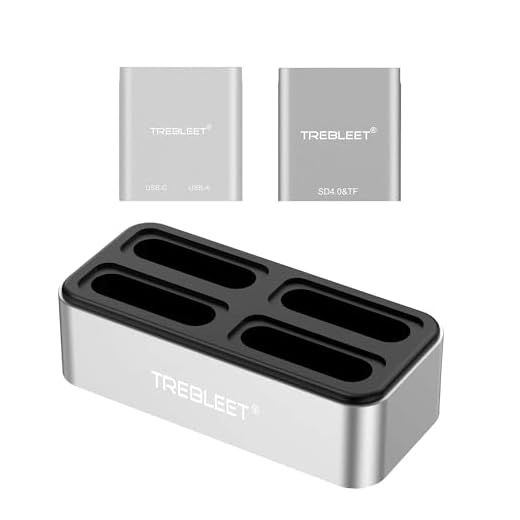 TREBLEET Workflow Station with USB-C SD 4.0 Card Reader and C to A & C Hub, Professional Card Reader HUB DIY Edition, Modular 4-Bay Docking Station, USB3.2 Gen1 10Gbps