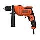 BLACK+DECKER 500W 1-Gang Schlagbohrmaschine (mit 2-tlg. Schnellspannbohrfutter, Rechts-/Linkslauf, Schalterarretierung für Dauerbetrieb, inkl. Zusatzhandgriff, 3 m Kabellänge) BEH200-QS