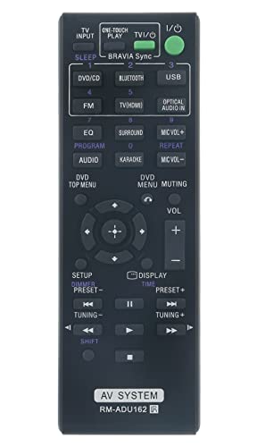 RM-ADU162 Replaced Remote fit for Sony Home Theater AV System DAV-DZ350 DAV-DZ650 SS-T125 SS-WS123 SS-TS123 SS-TS125 SS-CT123 DAV-TZ140 14923711 RM-ADU138