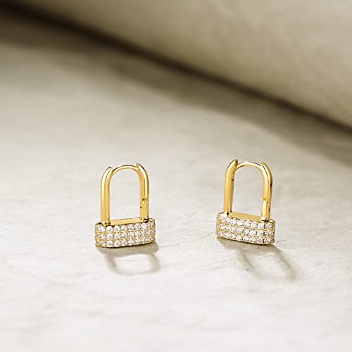 MTMY Huggie Hoop Earrings 14K Gold Plated Cubic Zirconia Dainty Simple Cute Beads Elegant CZ Circle Small Hoop Earring for Women Minimalist Handmade Hypoallergenic Jewelry — view 6