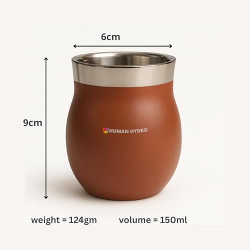 Image of Human Hydro Stainless Steel Coffee Mug Set of 6 - 150 ml Each | Premium Kulhad Cups | Durable, Rust-Proof, Spill-Resistant | Light Brown