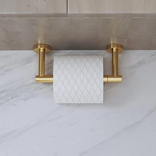Pokim Gold Toilet Paper Holder Wall Mounted For Bathroom Excellent Sus 304 Stainless Steel Tissue Roll Holder Polished For Mega Jumbo Roll, Washroom Flexible Pivot Large Tp Holder #TOP1