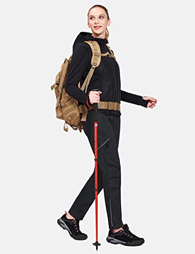Baleaf Women's Winter Fleece Lined Hiking Pants Insulated Waterproof Cold Weather Outdoor Windproof Soft Shell Black L #TOP5
