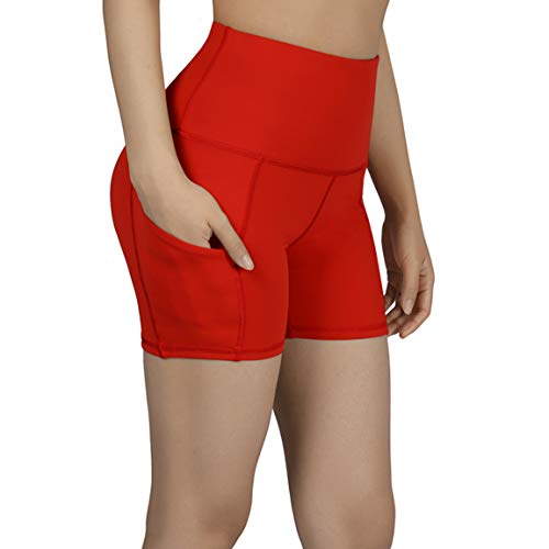 ODODOS High Waist Out Pocket Yoga Short Tummy Control Workout Running Athletic Non