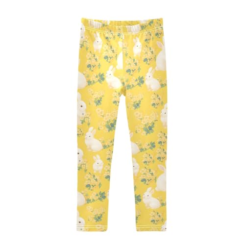 Girls' Leggings Children's Yoga Pants Skinny Printed Dance Rabbit Animal Yellow Comfortable 4T