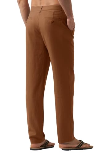 Image of Willit Men's Linen Pants Casual Lightweight Drawstring 29 inch 30 inch 32 inch