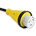 Leisure Cords Trailer dogbone power cord plug adapter 15 amp male to 50 amp female locking connector with LED Indicator (15 Male - 50 Female Twist)