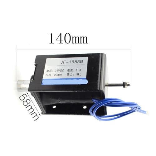 Électroaimant solénoïde DC 24V 10A JF-1683B push pull cadre ouvert course 20mm force 8kg - 5