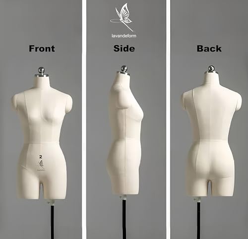 lavandeformFemale Sewing Mannequin Size 2, Professional Dress Form for Tailor Design and Display, Foam Body for Pinning, Height Adjustable Torso with Stable Metal Base (Without Arms Beige, 2) by lavandeform - Image 5