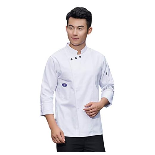 Pinji Casaca Cocina Uniforme Bar Restaurante HOSTELERÍA De Chef Cocinero Bar Restaurante Mangas Largas M Blanco