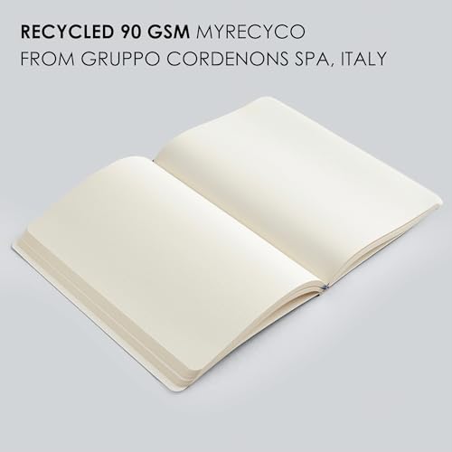 Image of myPAPERCLIP Signature Series A5 Dot Grid Notebook | 192 Pages, 90 GSM Recycled Paper | Soft Cover | A5 Size (5.83 x 8.27 in) | Bookmark & Elastic Closure | Grigio