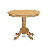 East West Furniture ANT-OAK-TP Antique Modern Kitchen Table - a Round Dining Table Top with Pedestal Base, 36x36 Inch, Oak