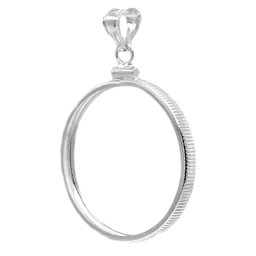 Sterling Silver Coin Bezel Frame Mount Pendant for $1 Peace Morgan Eisenhower Silver Dollar