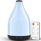 KinYiLO Diffusor für ätherische Öle für zu Hause, Aromatherapie-Diffusoren, 300 ml Ultraschall-Luftbefeuchter, Timer mit automatischer Abschaltung nach 1, 3 oder 6 Stunden, Farbiges Licht, schwarz