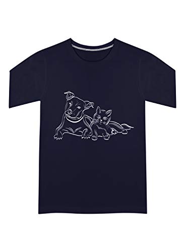 Image of CreativiT Graphic Printed T-Shirt for Unisex Dog with cat Tshirt | Casual Half Sleeve Round Neck T-Shirt | 100% Cotton | D00125-37