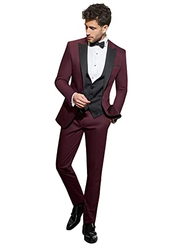 Smoking à boutonnage unique homme ensemble veste gilet pantalon pour fête et gala