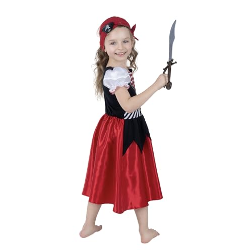 Sincere Party Girls Pirate Costume,2024 New Pirate Dress with Headband,Cutlass,Eye-patch Size 3-4years, New Pirate Dress 2024 - Image 3