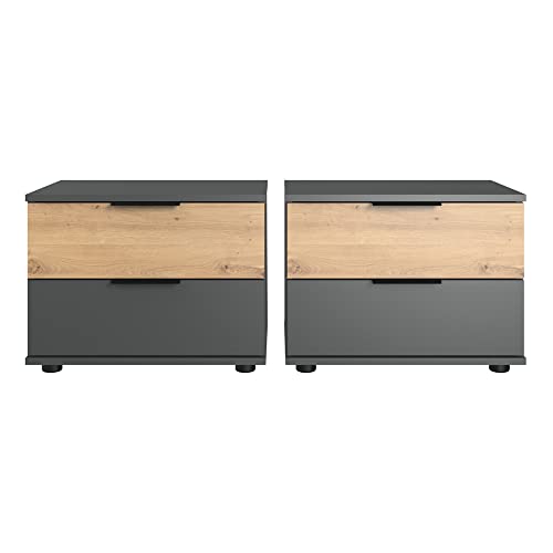 Lomadox Schlafzimmer Möbel Set, 4-teilig (ohne Beleuchtung!), in Graphit mit Artisan Eiche Nb. – Bild 8