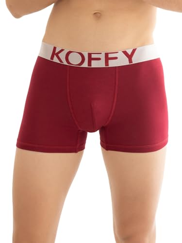 Image of KOFFY Men's Malleable Cotton Lycra Long Trunk with Minus Cutting Pouch and Moisture Wicking Properties
