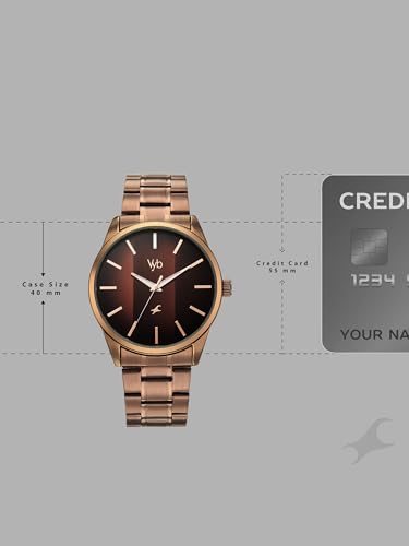 Image of Fastrack Vyb Drift with Quartz Analog Brown Dial Brown Stainless Steel Strap Watch for Men - FV30041QM01W