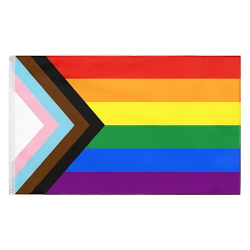 Sdfvsdg Progress Pride Rainbow Flag 3x5 Fts Progressive Pride Bisexual LGBTQ Community Support Lesbian Gay Prides Proculsexual Flags